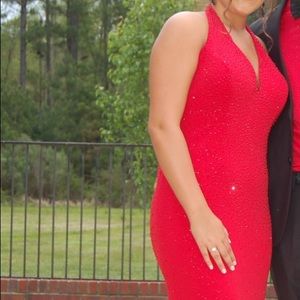 red elegant long dress